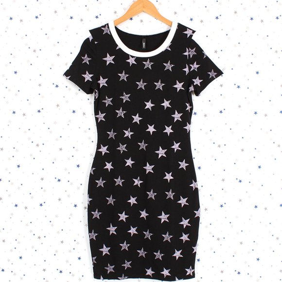 Star Print Bodycon Dress Black - Picture 6 of 8